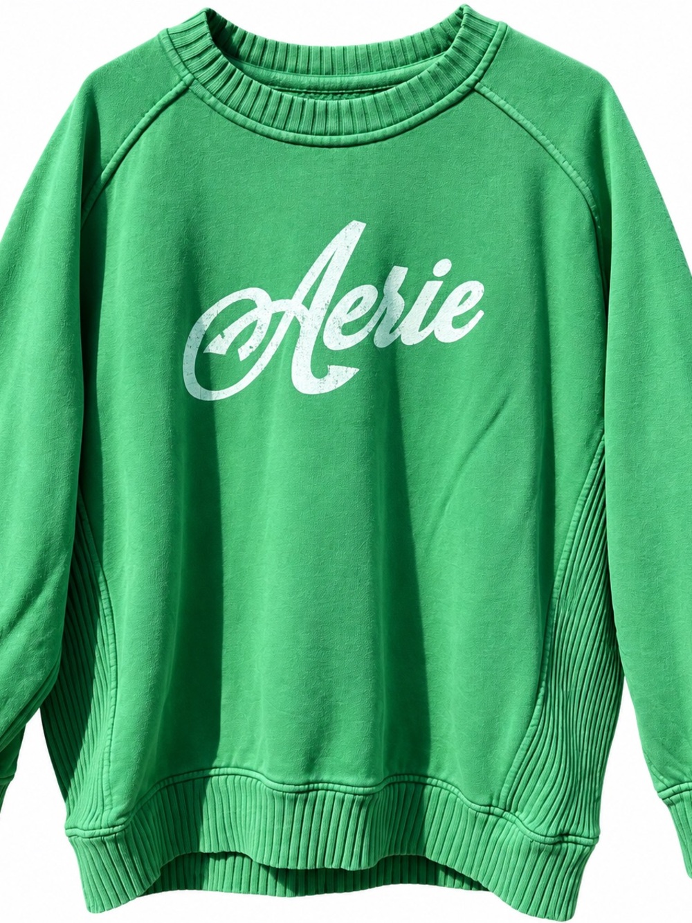 Aerie Green Oversized Crewneck Sweatshirt Logo Pullover